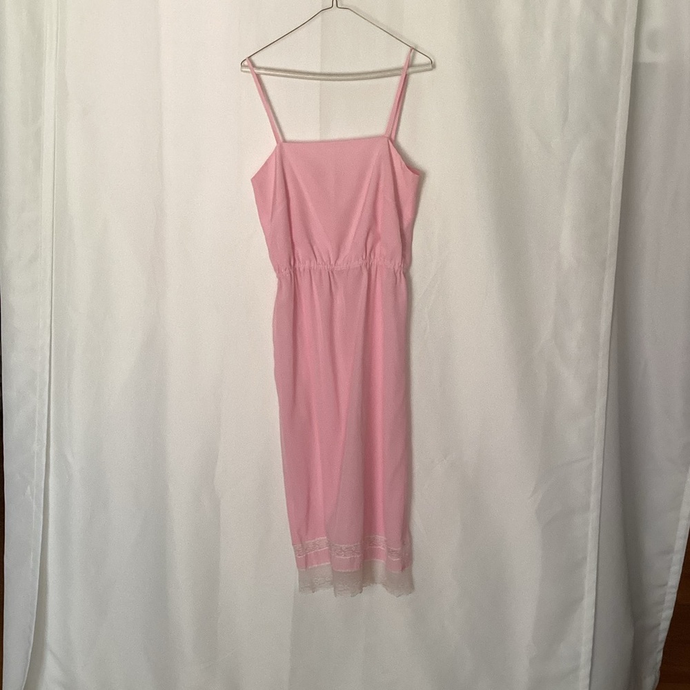 Silk pastel pink lace dress